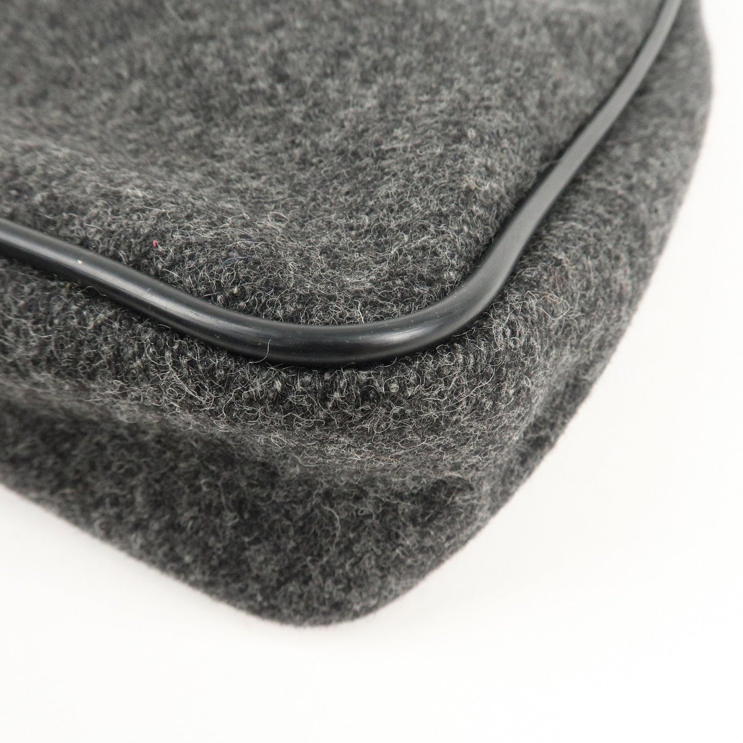 PRADA Felt Leather Shoulder Bag Hand Bag Gray Black