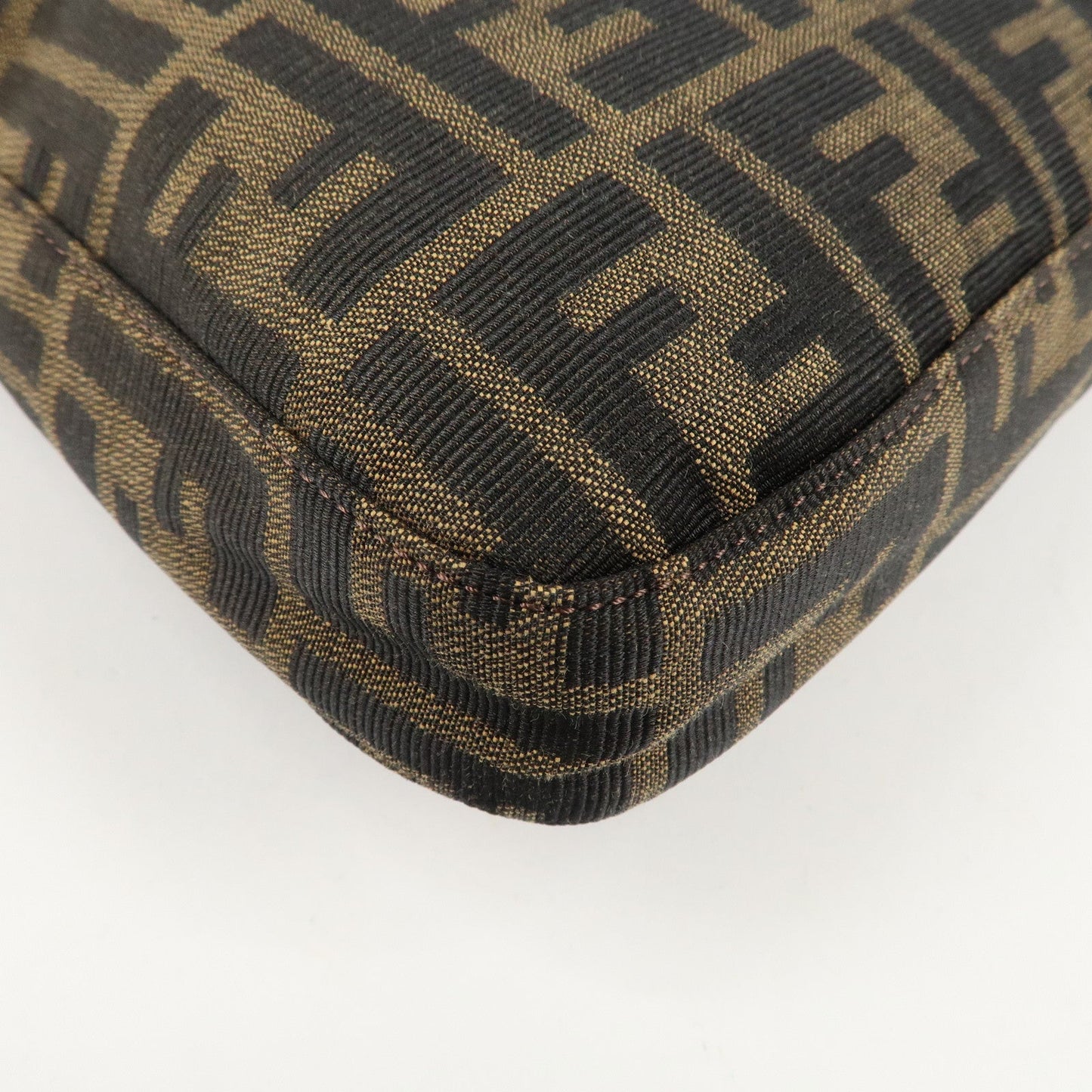 FENDI Zucca Canvas Leather Shoulder Bag Brown Black 26569