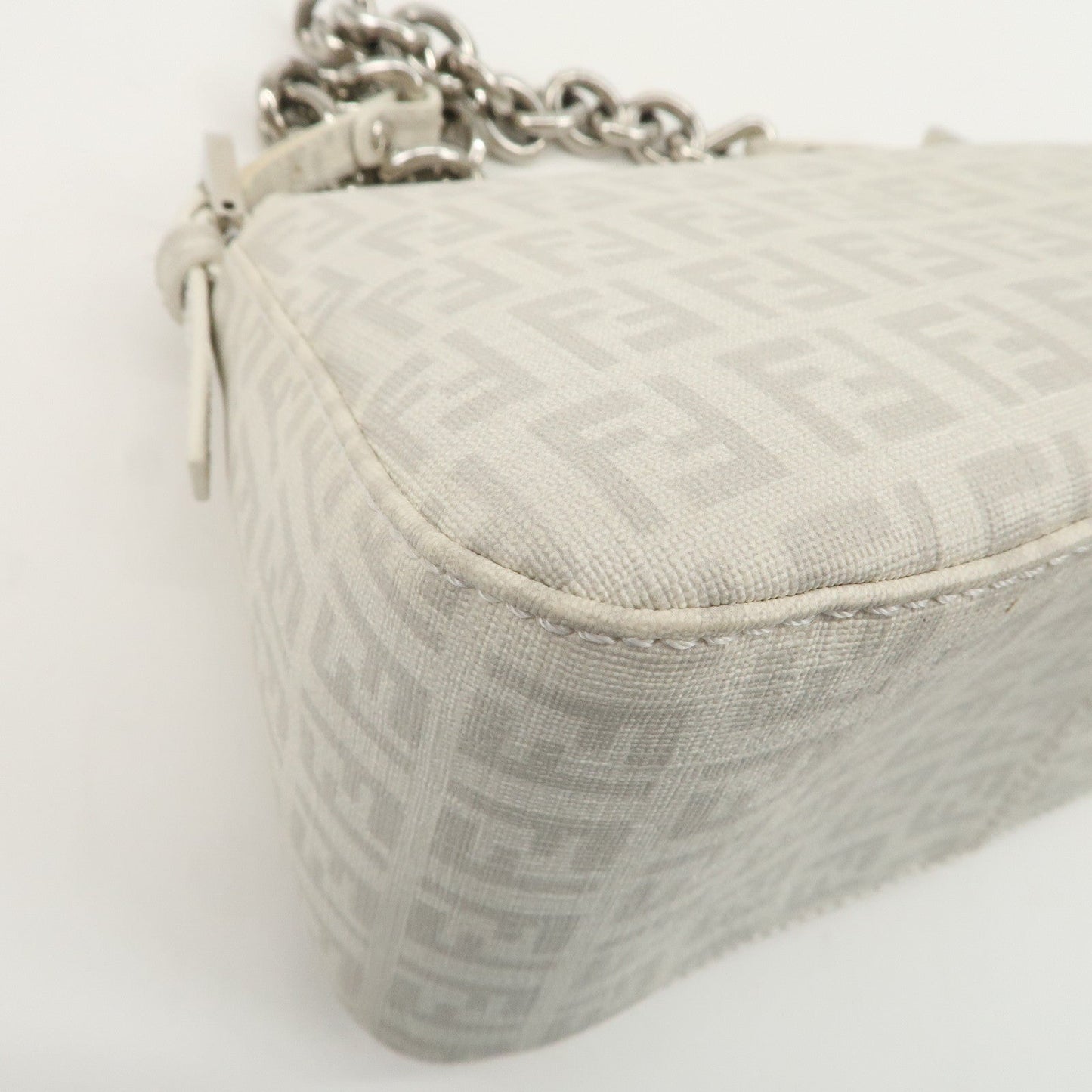 FENDI Mini Mamma Baguette Zucchino Canvas Leather Shoulder Bag