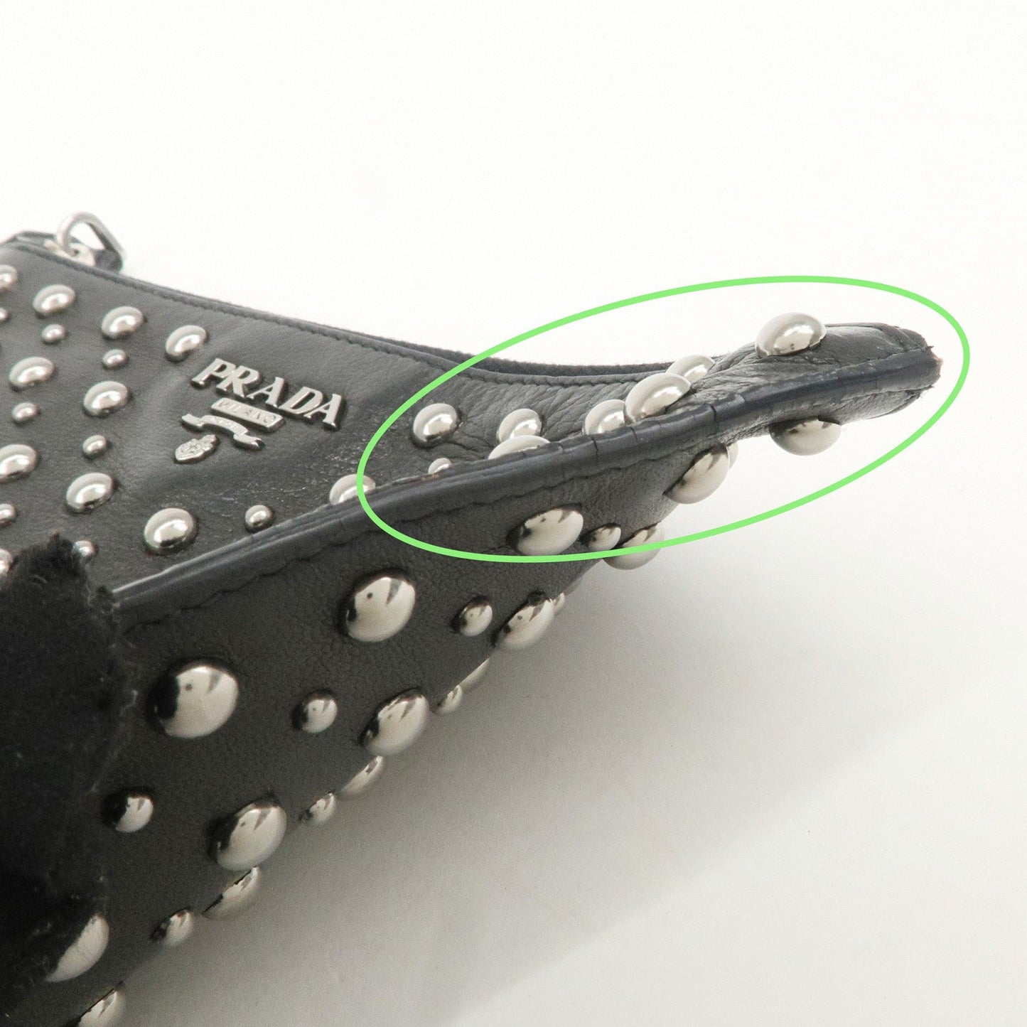 PRADA Leather Pouch Studs Black