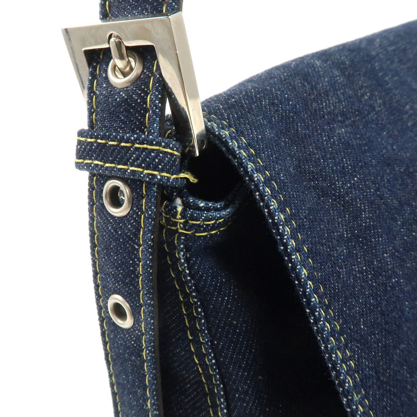 FENDI Denim Leather Mamma Baguette Shoulder Bag 26325