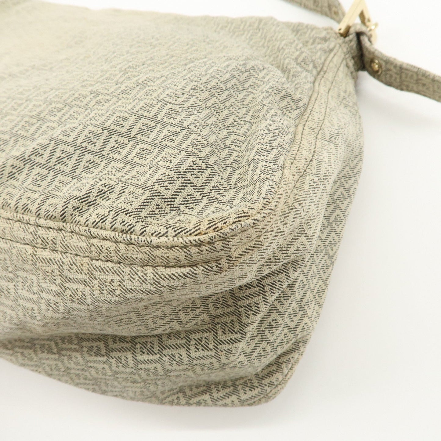FENDI Mamma Baguette Micro FF Canvas Shoulder Bag Gray 8BR001