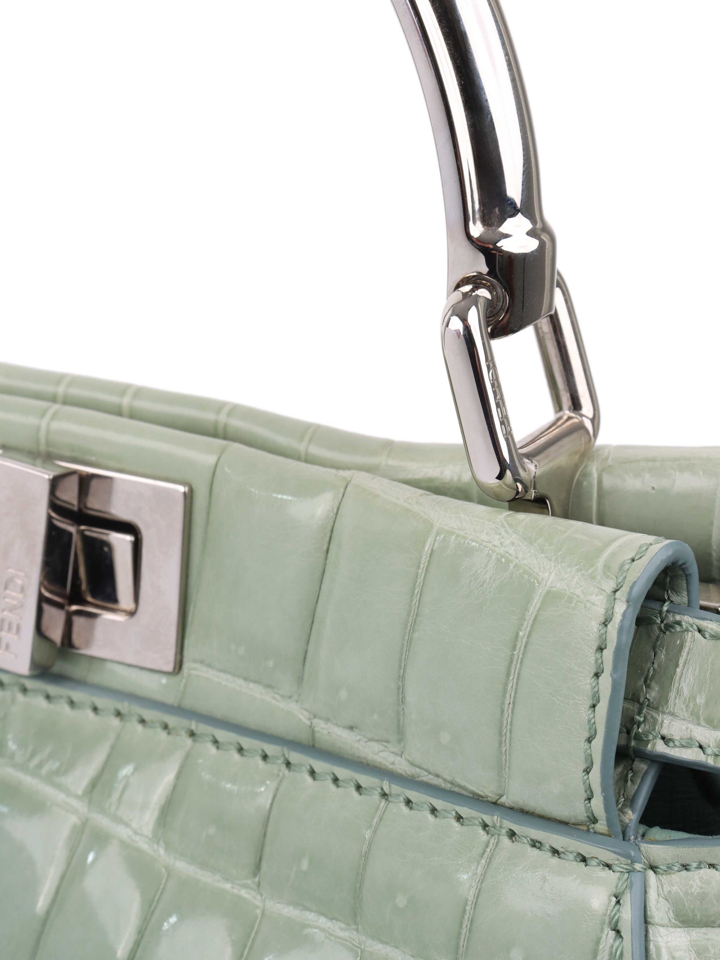 Fendi Peekaboo Crocodile Mini Mint Green