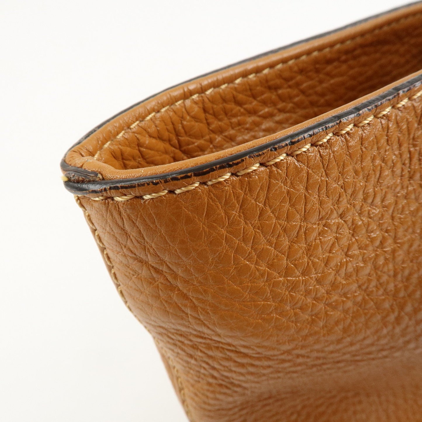 FENDI Selleria Leather Tote Bag Shoulder Bag Brown 8BH185