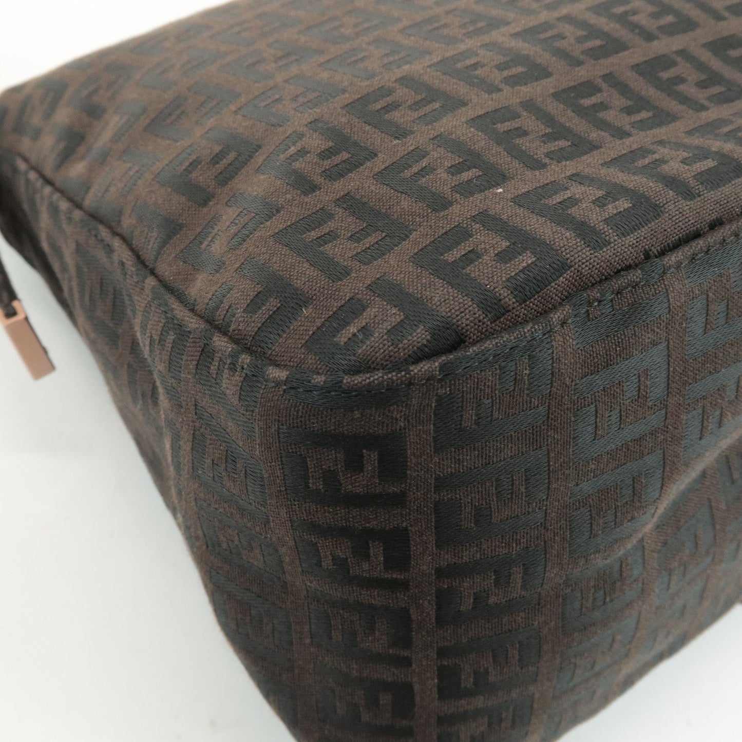 FENDI Zucchino Mamma Baguette Canvas Leather Shoulder Bag 8BR001