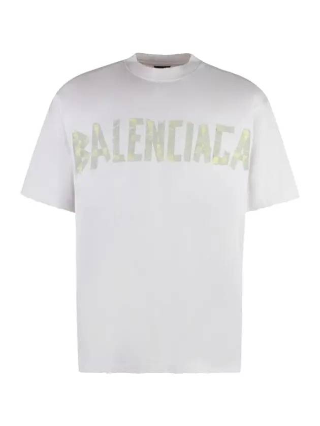 Luxury Balenciaga Trending 2026 Tape Type Logo Medium Fit Short Sleeve T-Shirt White