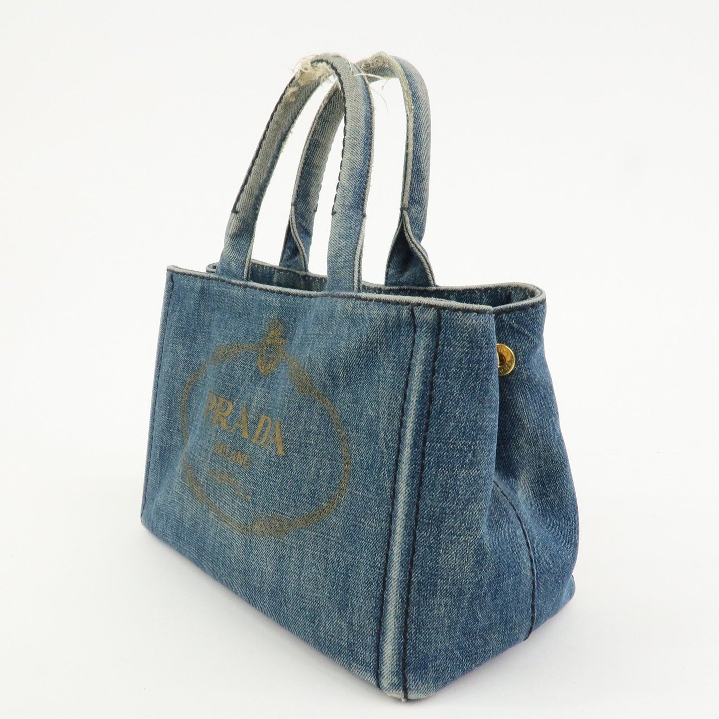 PRADA Logo Canapa Mini Denim 2Way Bag Hand Bag Shoulder Bag 1BG439