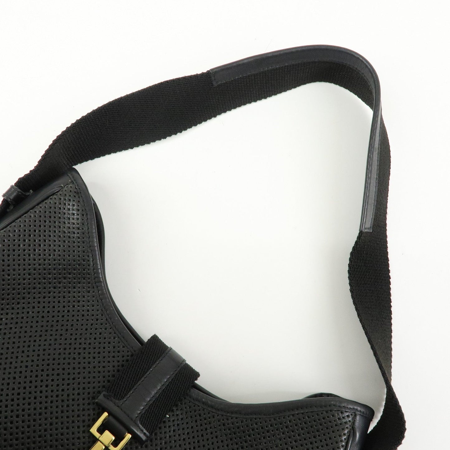 GUCCI Leather Canvas Shoulder Bag Hand Bag Black 02736