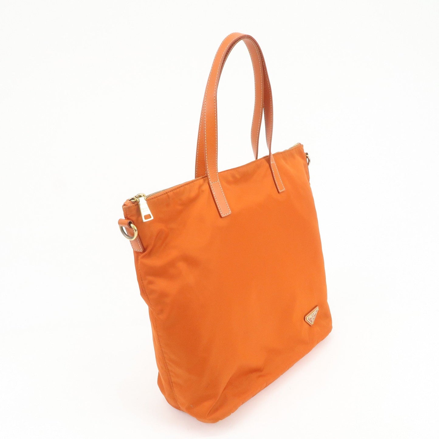 PRADA Nylon Saffiano Leather Tote Bag Hand Bag Orange