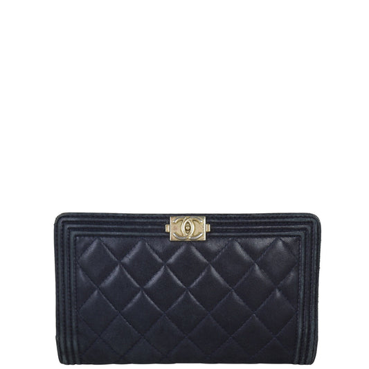 Chanel Boy Long Flap Wallet | Gold Hardware