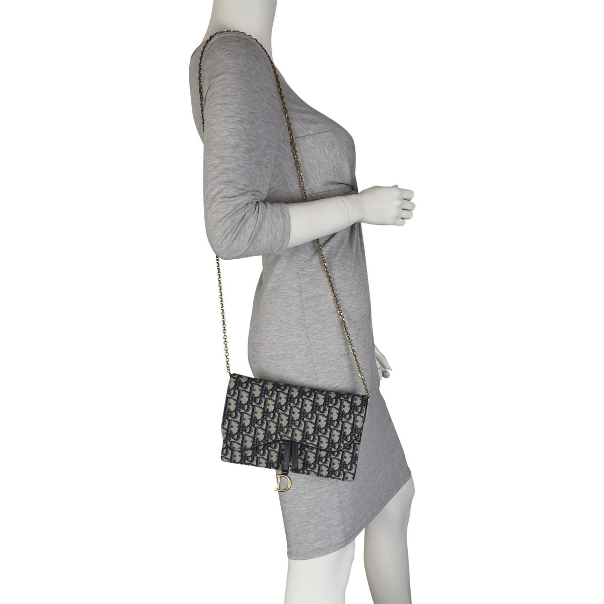 Dior Saddle Pouch Wallet on Chain Oblique