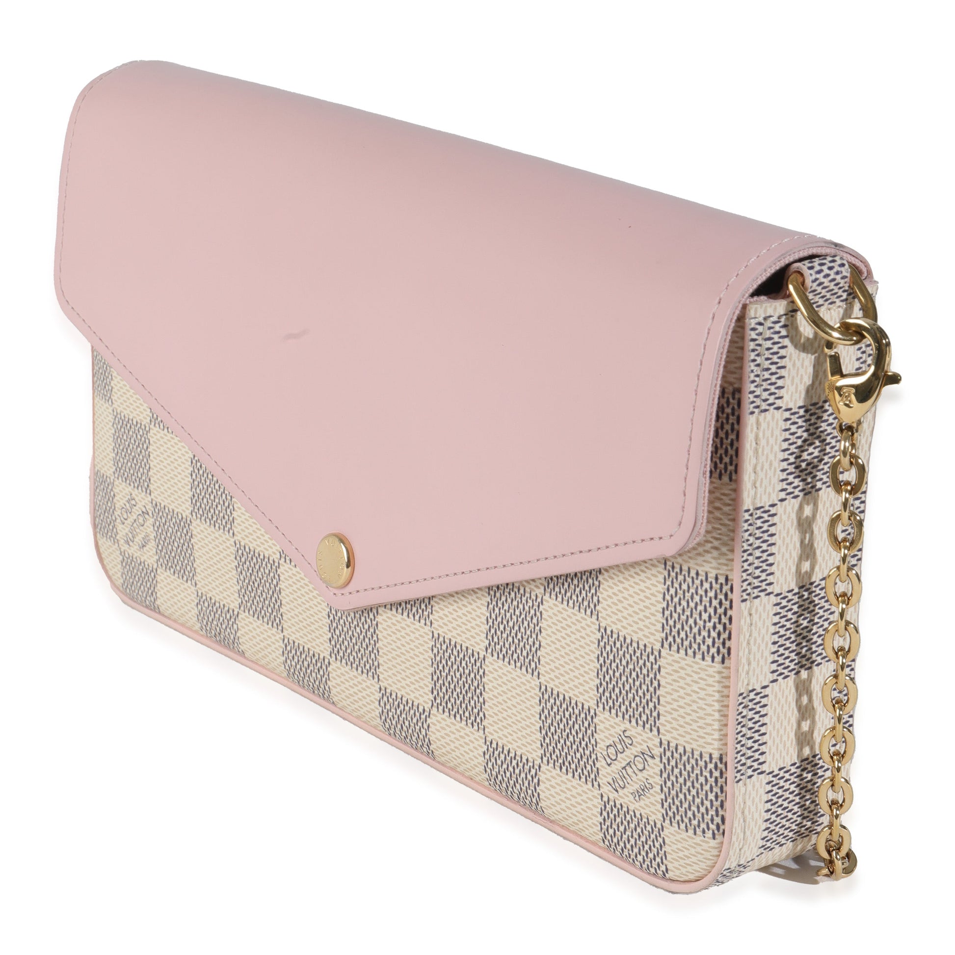 Louis Vuitton Eau De Rose Calfskin Damier Azur Canvas Felicie Pochette