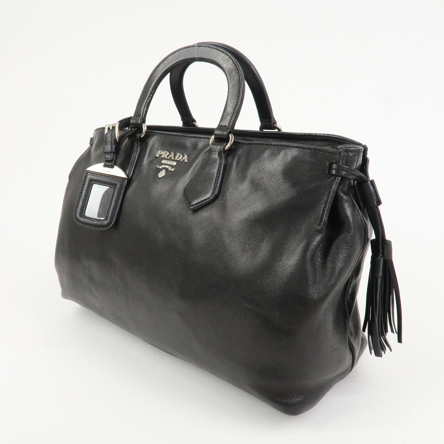 PRADA Logo Nappa Leather 2Way Bag Hand Bag Shoulder Bag Black