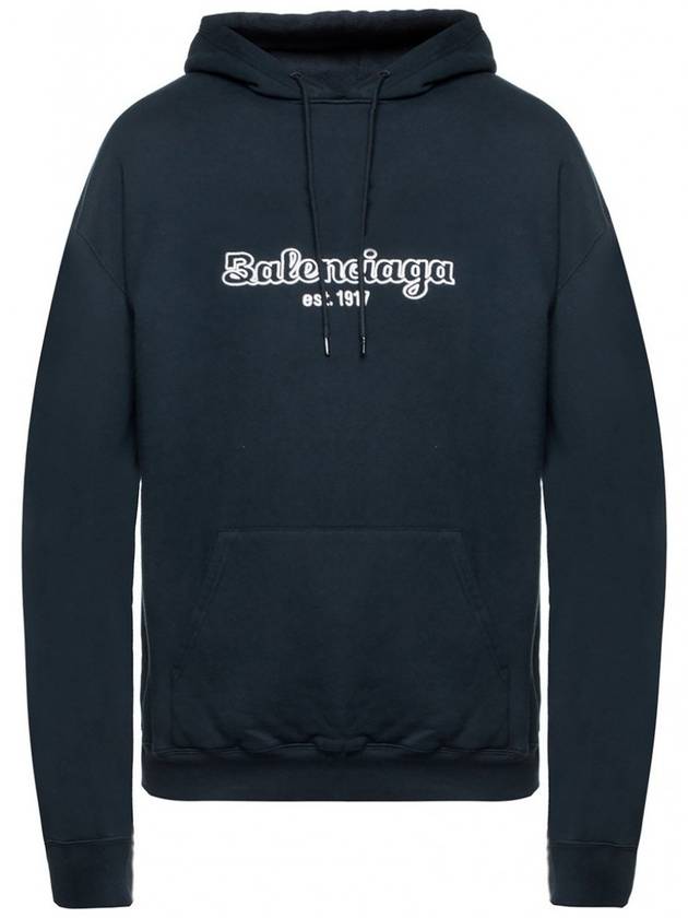Luxury Balenciaga Trending 2026 Embroidered Logo Hoodie Navy