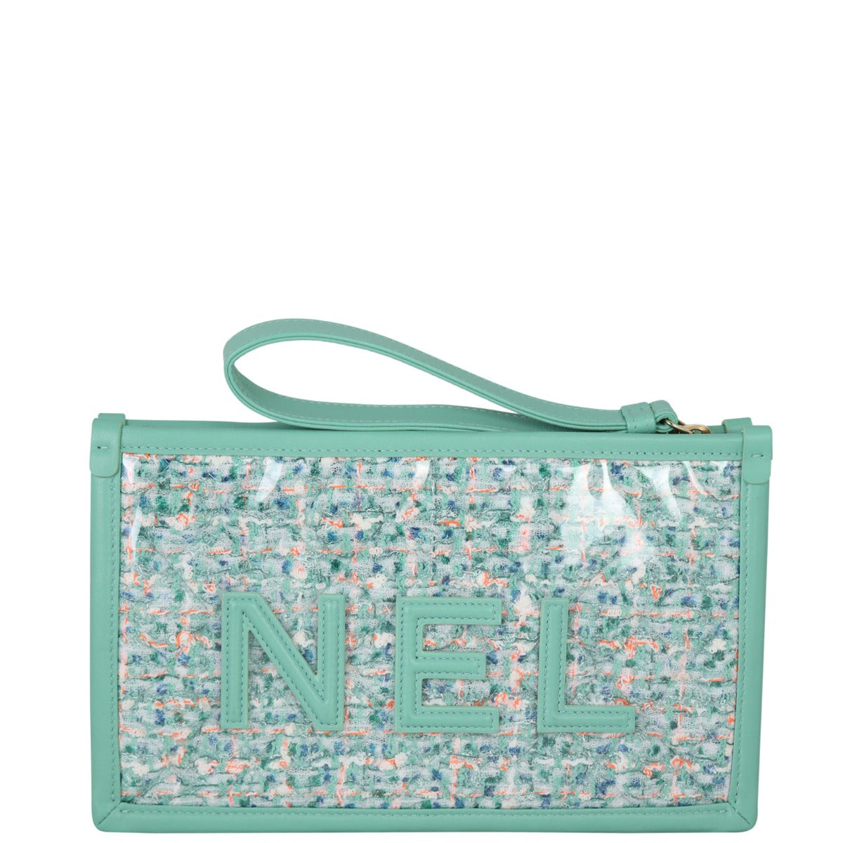 Chanel Logo Tweed Clutch