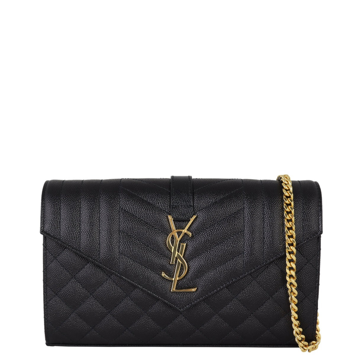 Saint Laurent Monogram Mix Matelasse Envelope Wallet on Chain