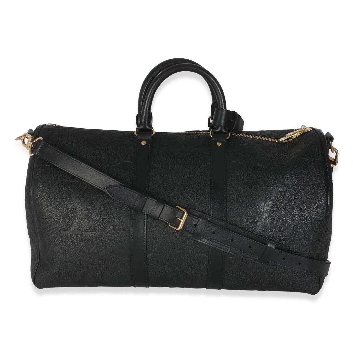 Louis Vuitton Black Monogram Empreinte Giant Keepall Bandouliere 45