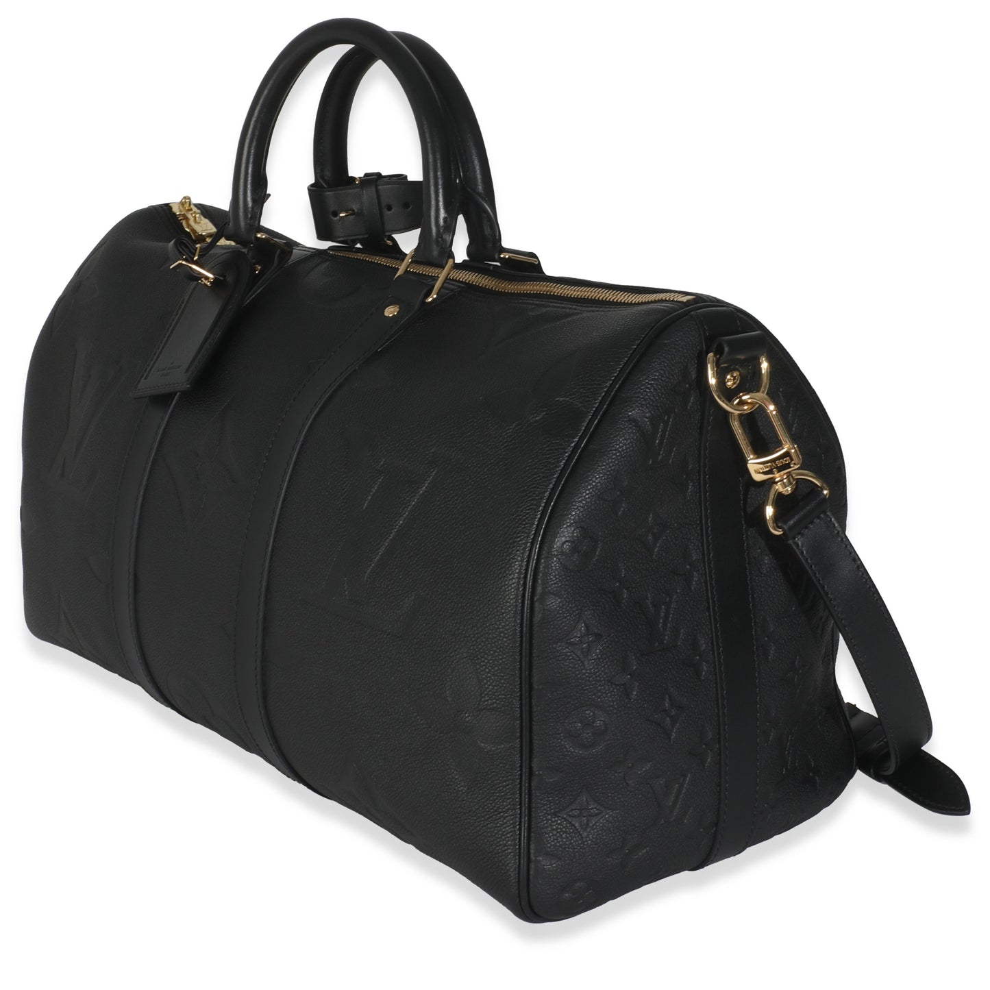 Louis Vuitton Black Monogram Empreinte Giant Keepall Bandouliere 45