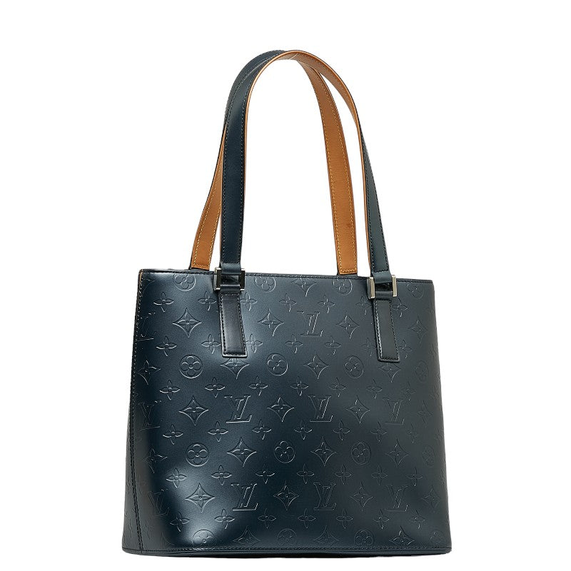 Louis Vuitton Monogram Matt Stockton Handbag M55115 Blue Leather Louis Vuitton