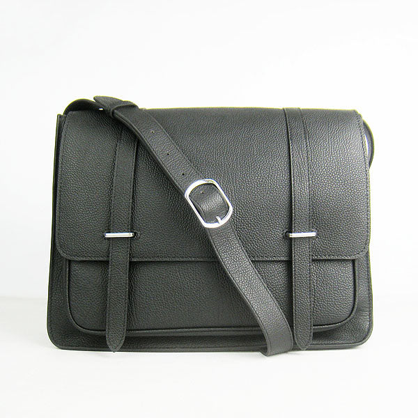 Luxury Hermes Steve H2812 Shoulder Bag Cow Leather Black