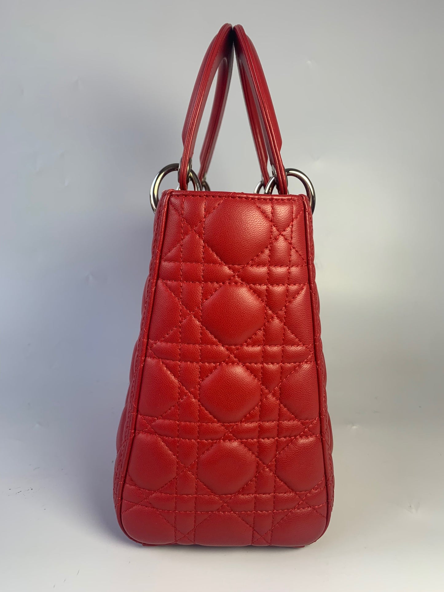 Lady Dior Medium Bag Red Lambskin Cannage Leather