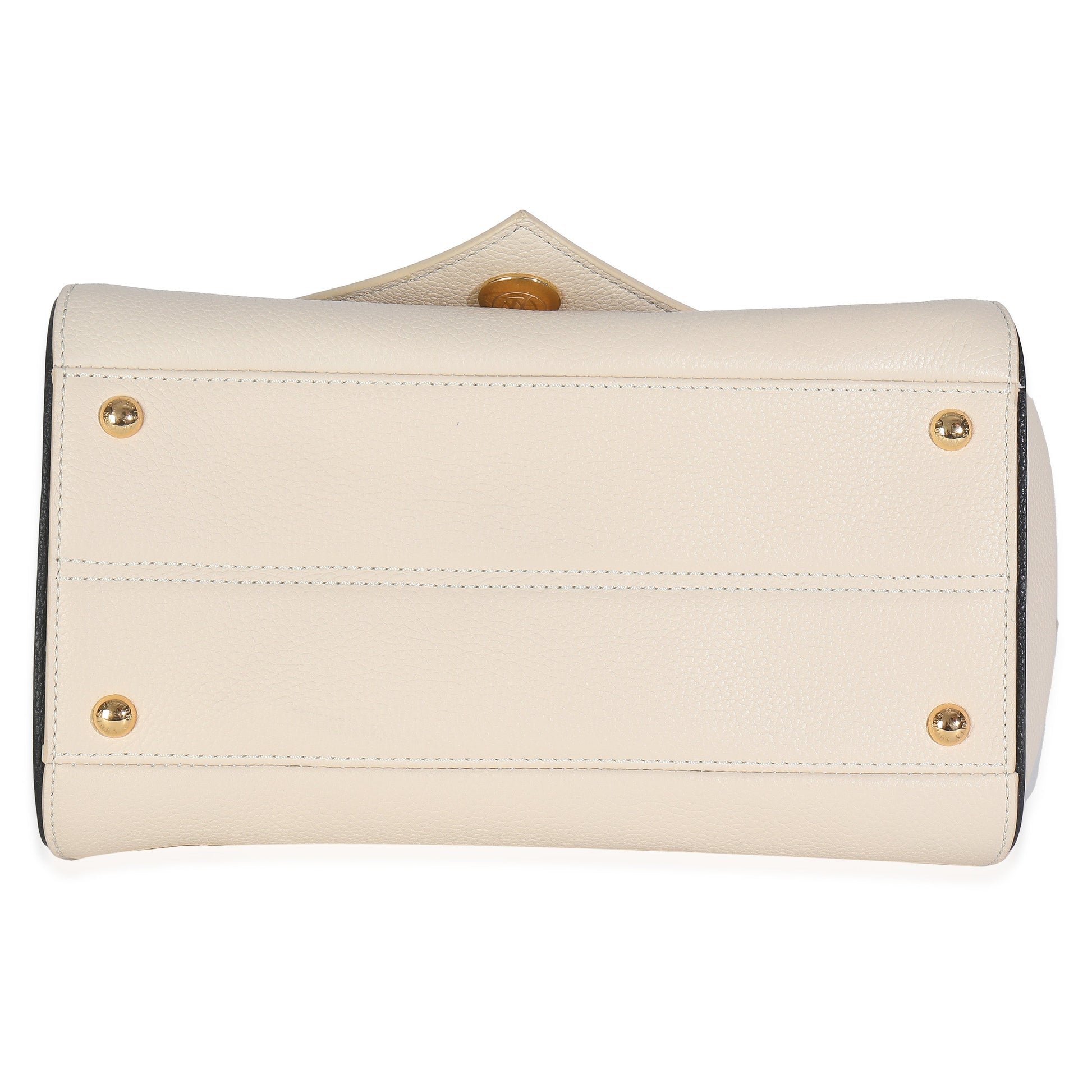 Louis Vuitton Cream Grained Calfskin Monogram Canvas Double V Tote