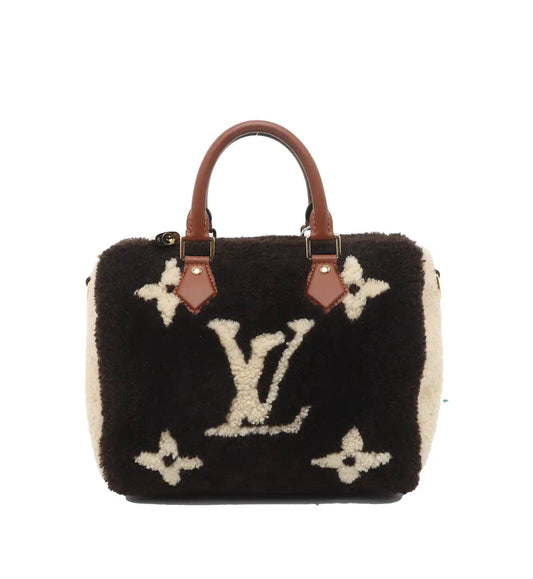 Louis Vuitton Speedy Bandouliere 25 Teddy Shearling Giant Monogram Crossbody Bag