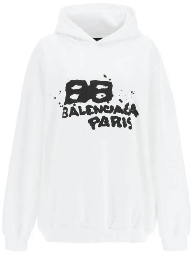 Luxury Balenciaga Trending 2026 BB Icon Logo Large Fit Hoodie White