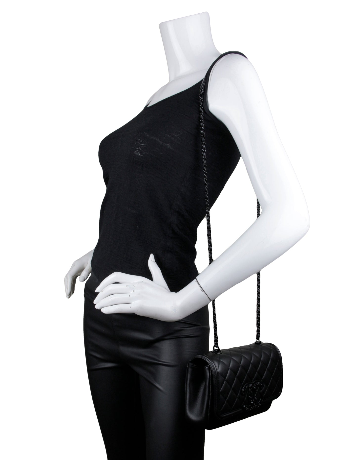 Chanel SO BLACK CC Small Filigree Flap Crossbody Bag