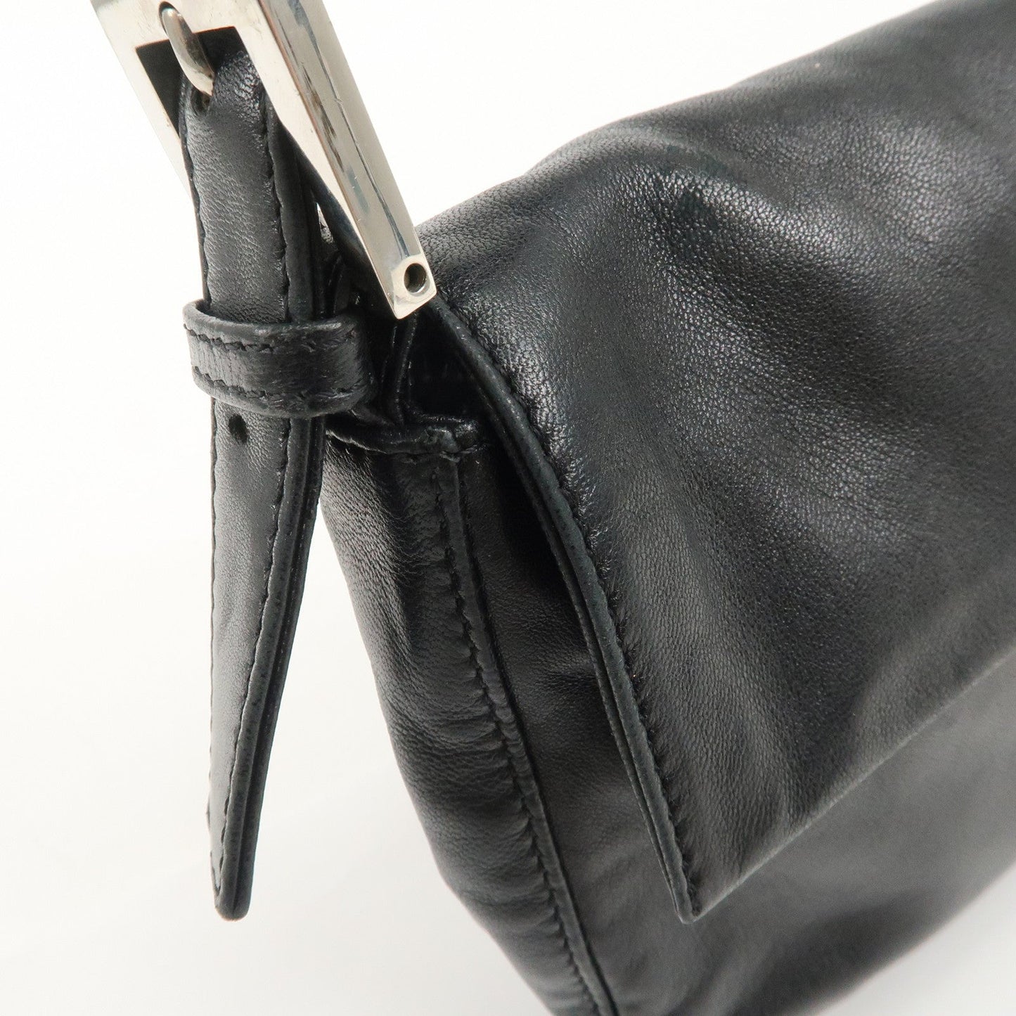 FENDI  Mamma Baguette Leather Shoulder Bag Hand Bag Black 26424