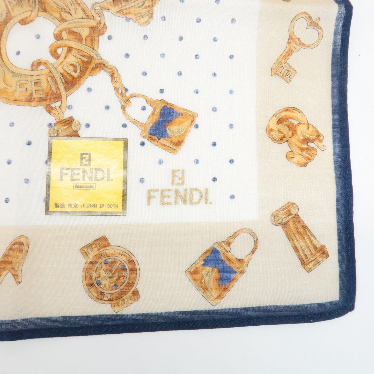 FENDI Set of 5 Cotton 100% Handkerchief Pink Navy Red White