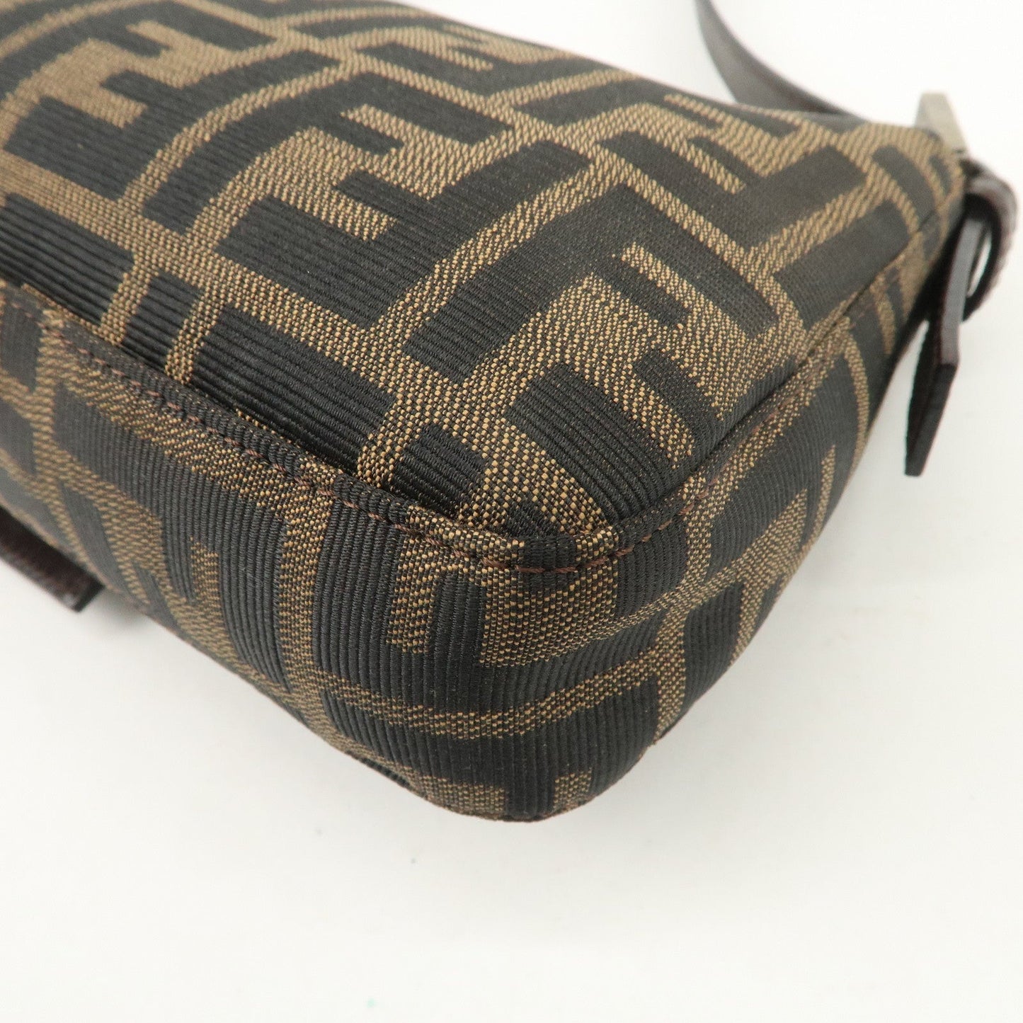 FENDI Zucca Mamma Baguette Canvas Shoulder Bag Brown Black 26424