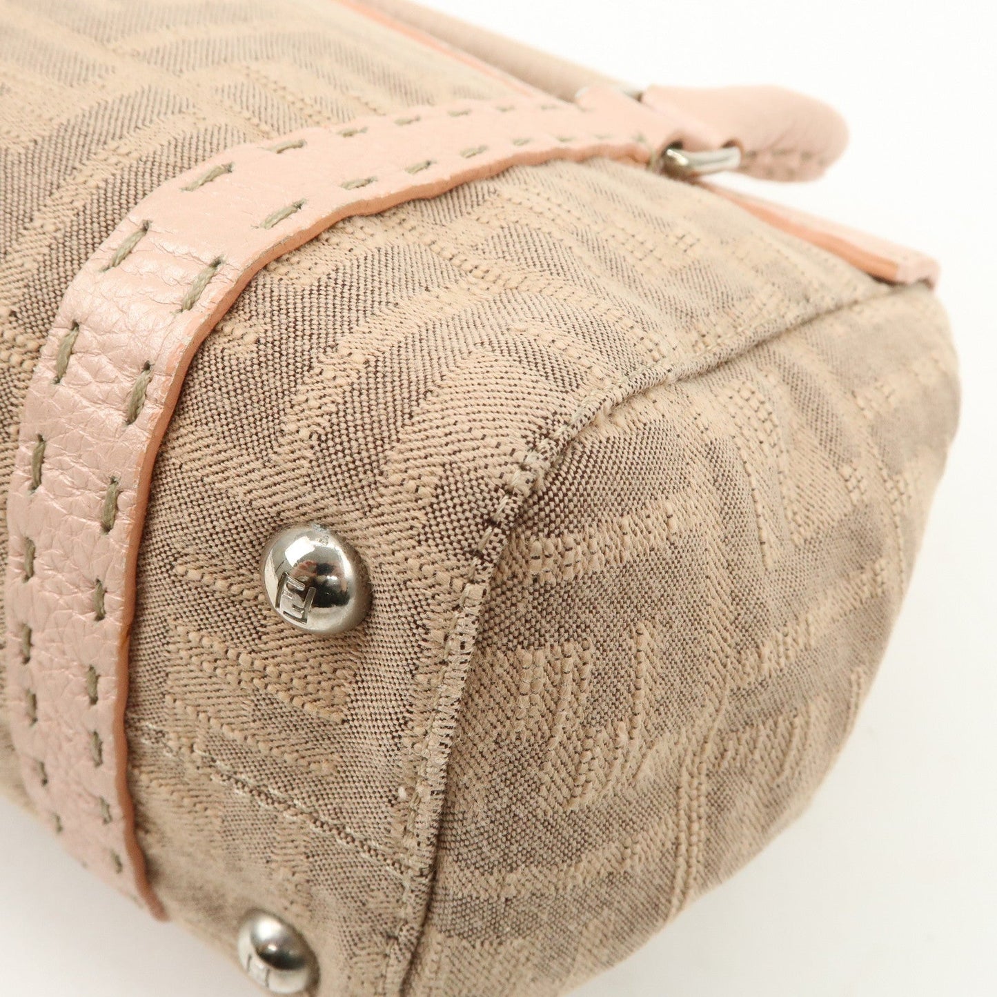 FENDI Zucca Selleria Leather Mini Linda Hand Bag Pink 8BR486