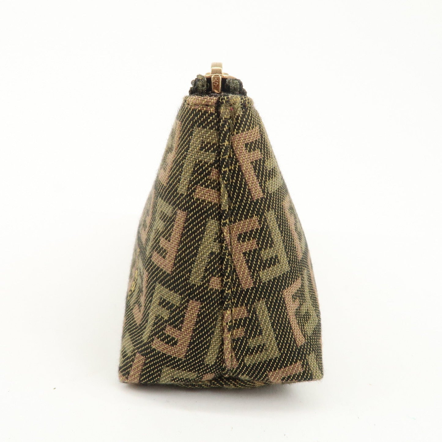 FENDI Zucca Canvas Leather Pouch Mini Bag Khaki Brown 7N0037