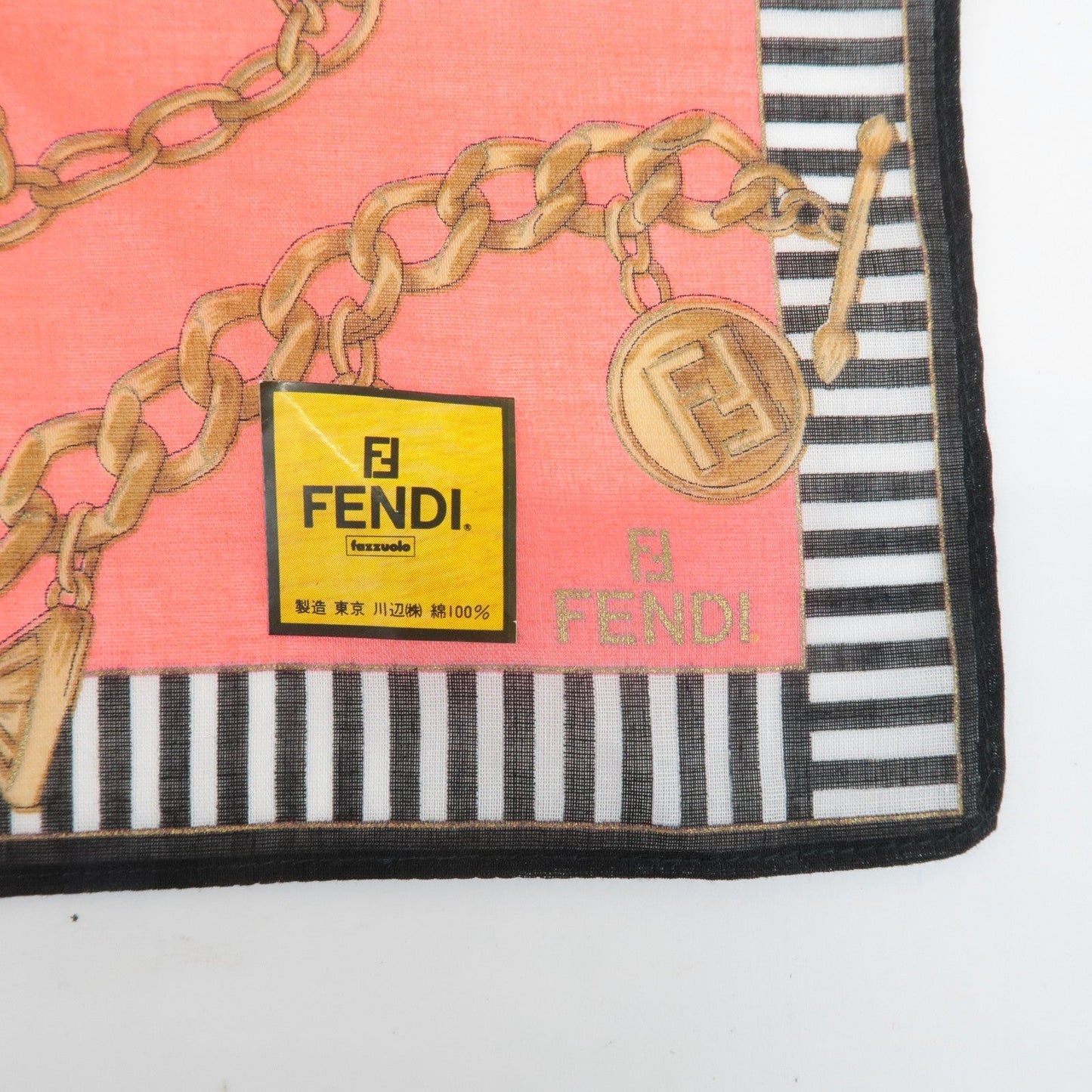 FENDI Set of 5 Cotton 100% Handkerchief Red Pink Brown Beige White