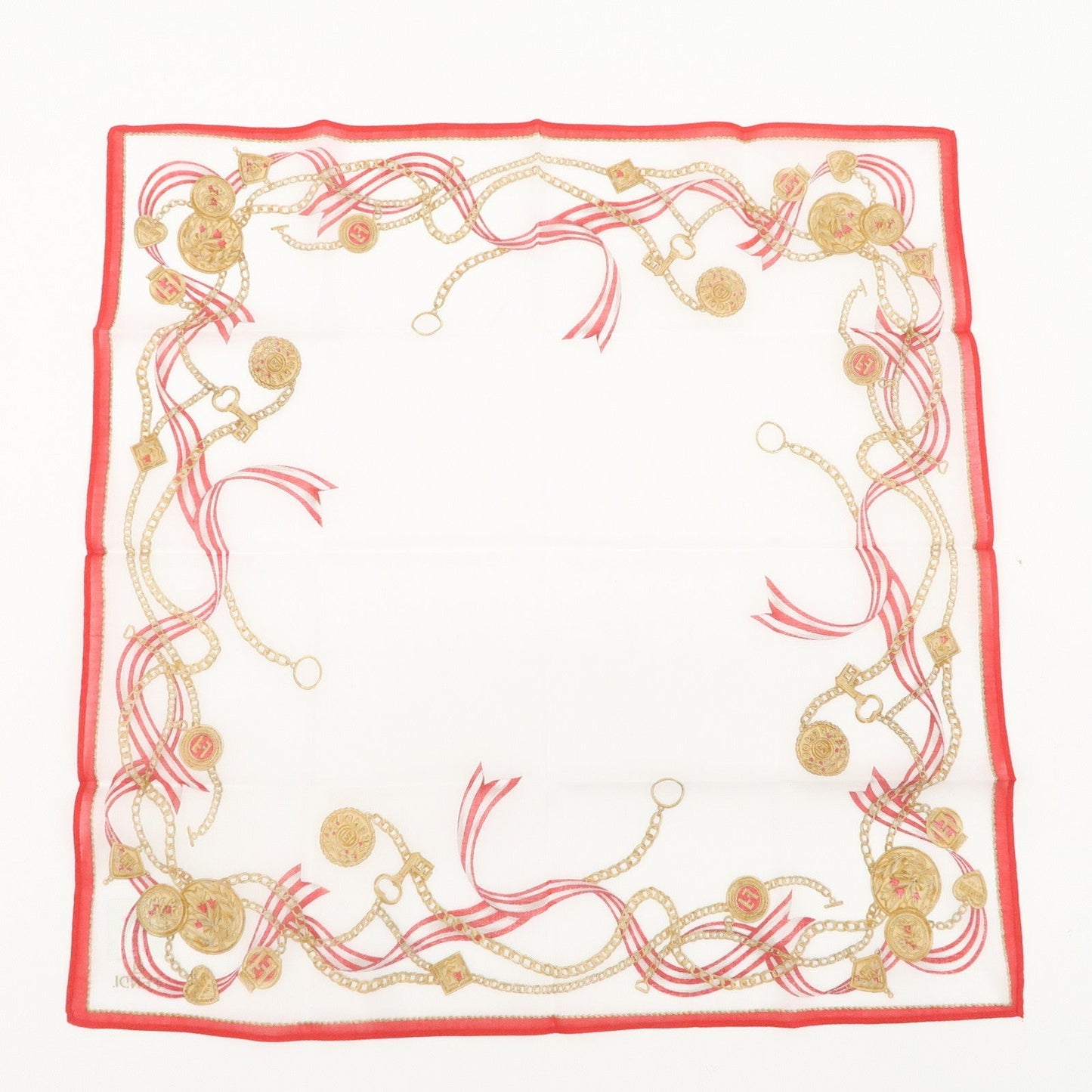 FENDI Set of 5 Cotton 100% Handkerchief White Navy Red Black