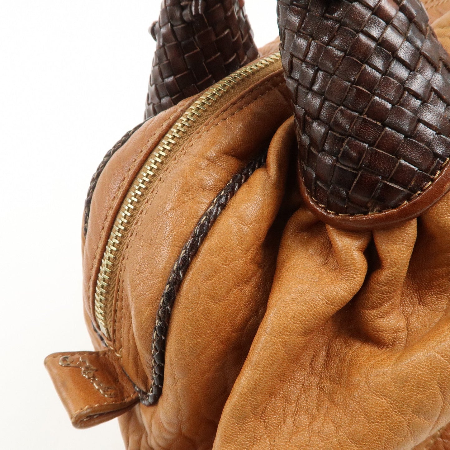 FENDI Leather Mini Spy Bag Hand Bag Brown Dark Brown 8BL078