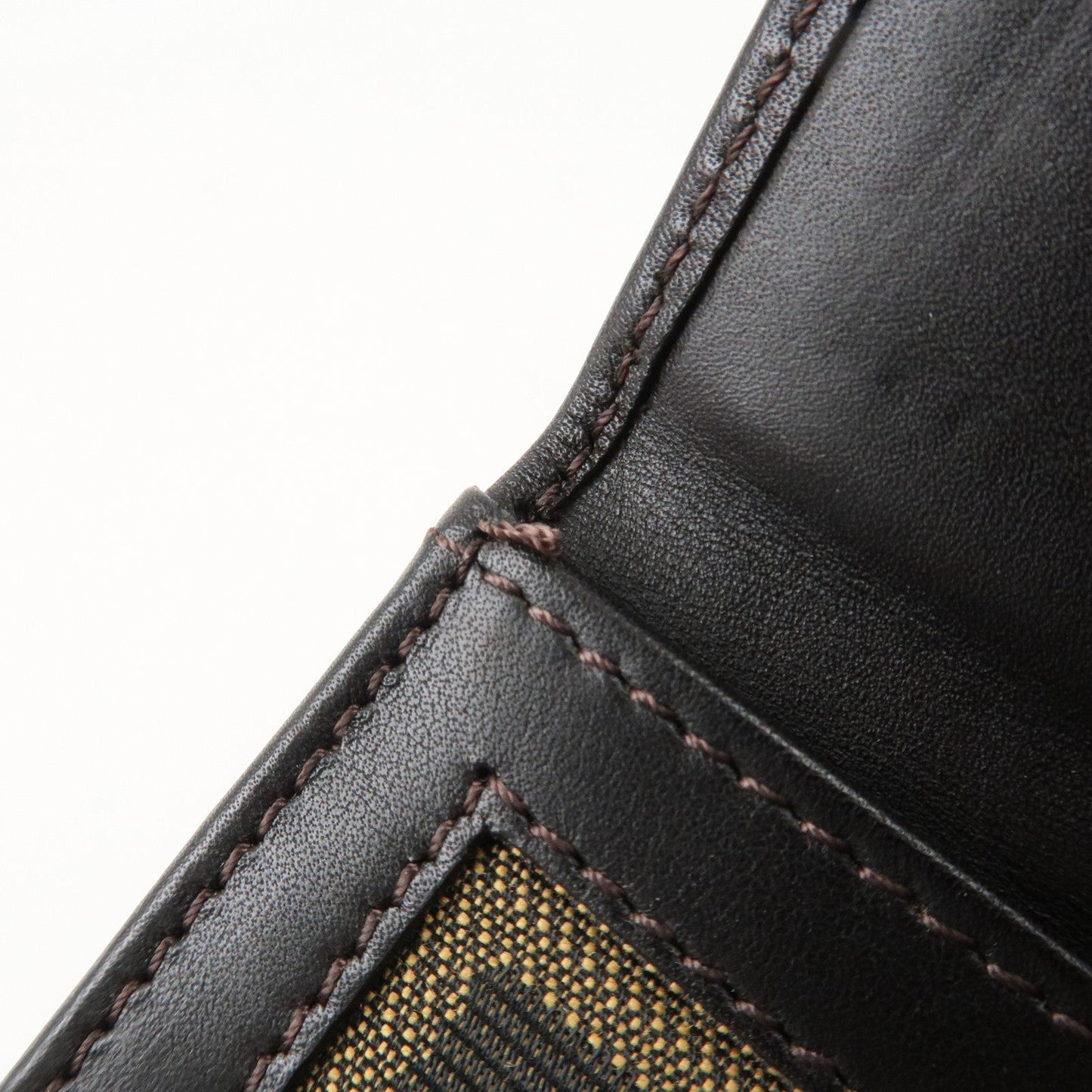 FENDI Zucca Canvas Leather Long Bi-fold Wallet Brown 8M0032