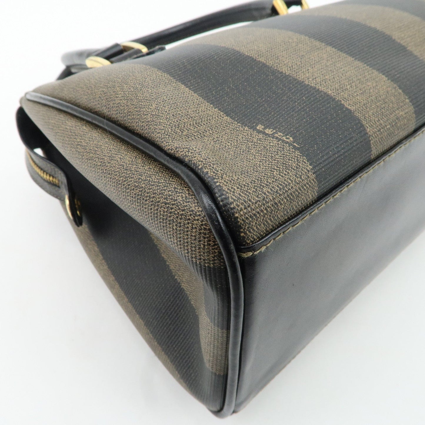 FENDI Pequin PVC Leather 2Way Bag Hand Bag Brown Black