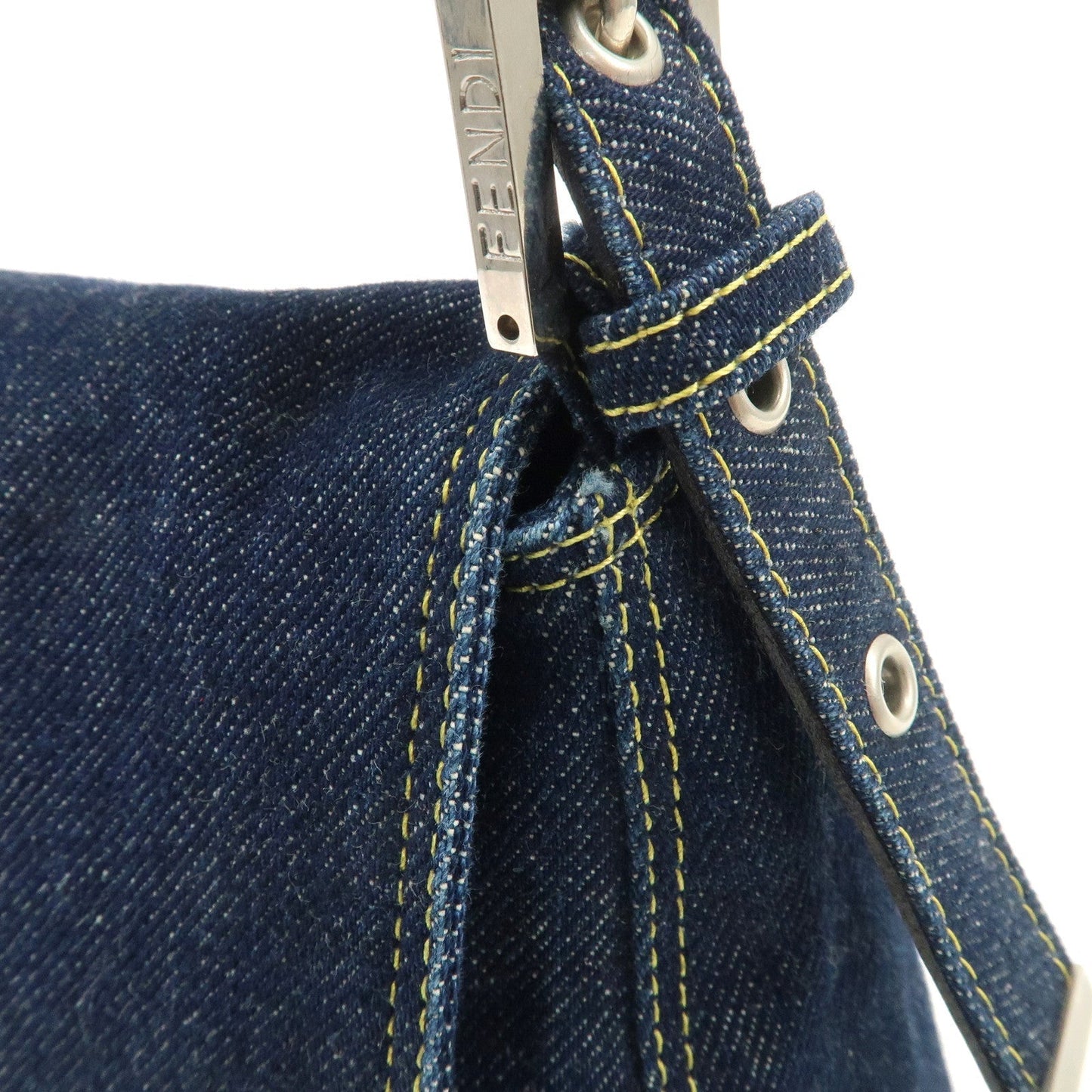 FENDI Denim Leather Mamma Baguette Shoulder Bag 26325
