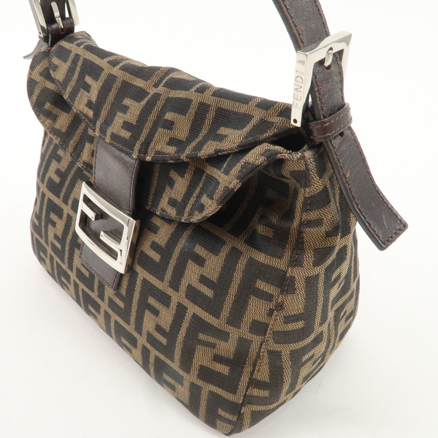 FENDI Zucca Canvas Leather Shoulder Bag Hand Bag 26423 F/S