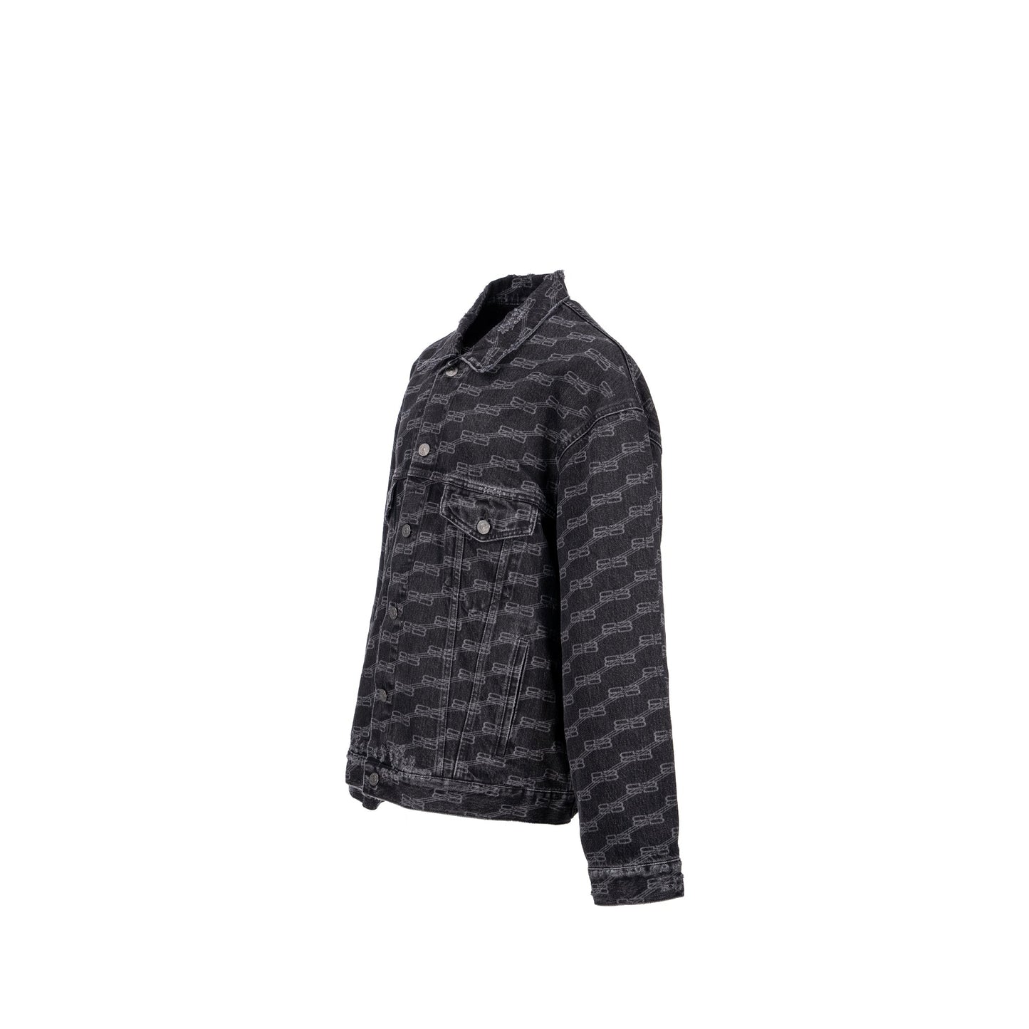 Balenciaga size oversized logo-print denim jacket black