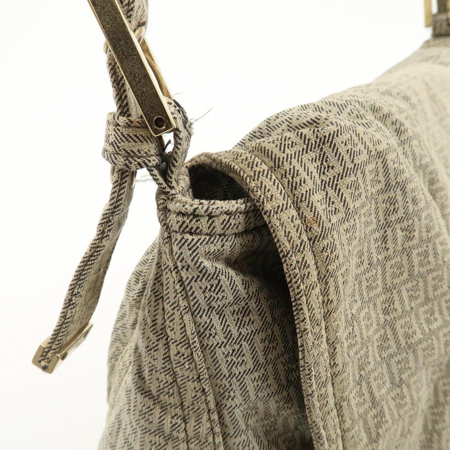 FENDI Mamma Baguette Micro FF Canvas Shoulder Bag Gray 8BR001