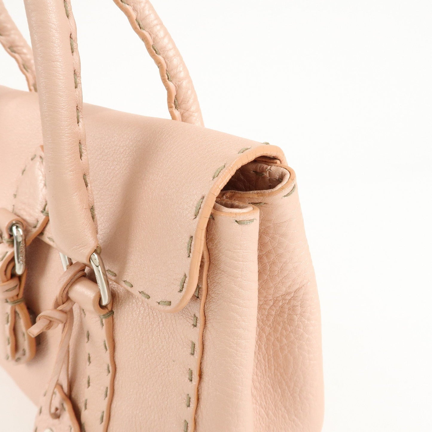 FENDI Selleria Leather Mini Linda Hand Bag Pink 8BR486