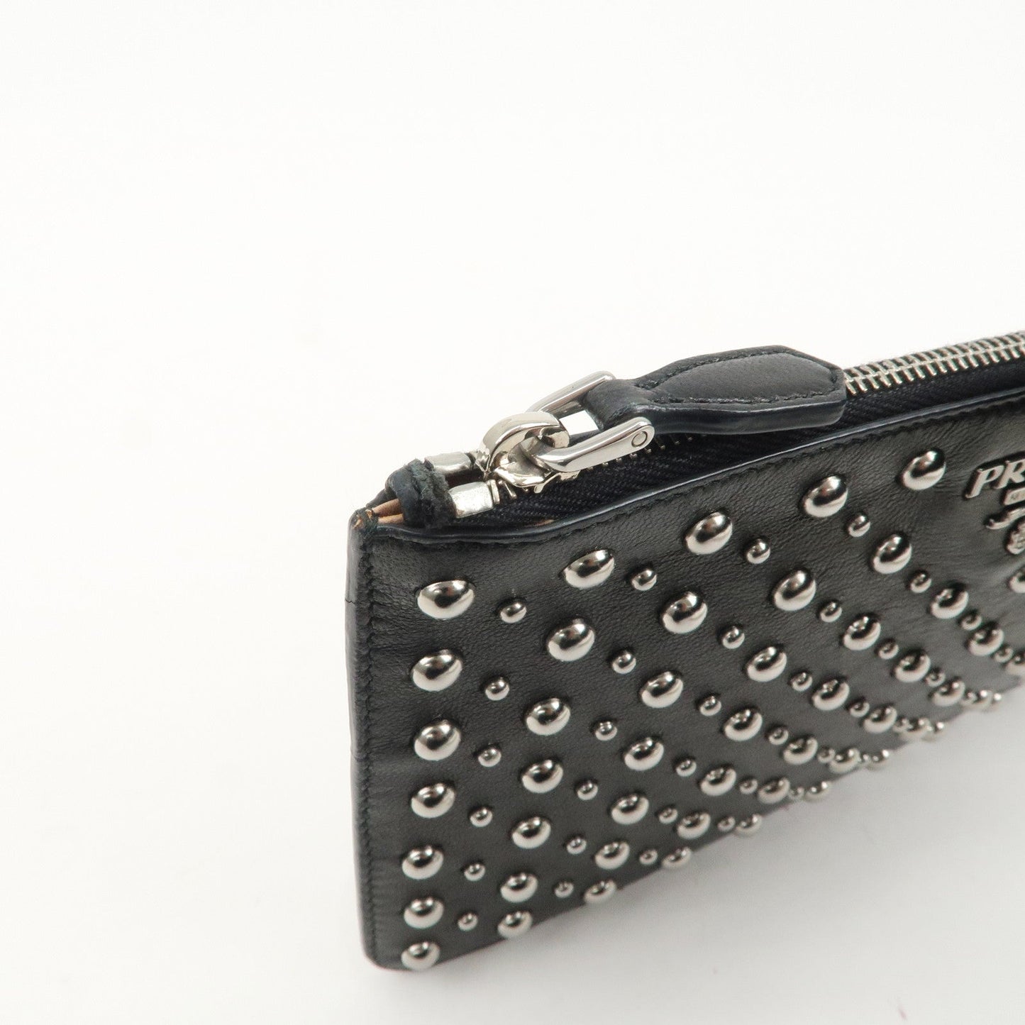 PRADA Leather Pouch Studs Black