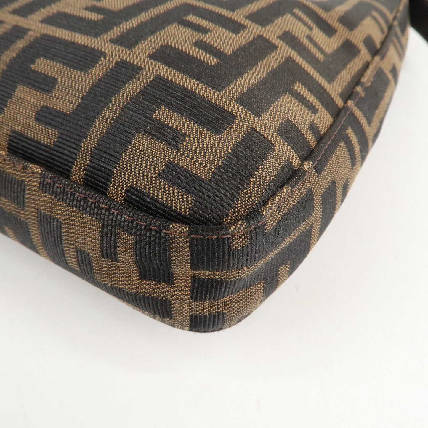FENDI Zucca Canvas Leather Shoulder Bag Brown 26569