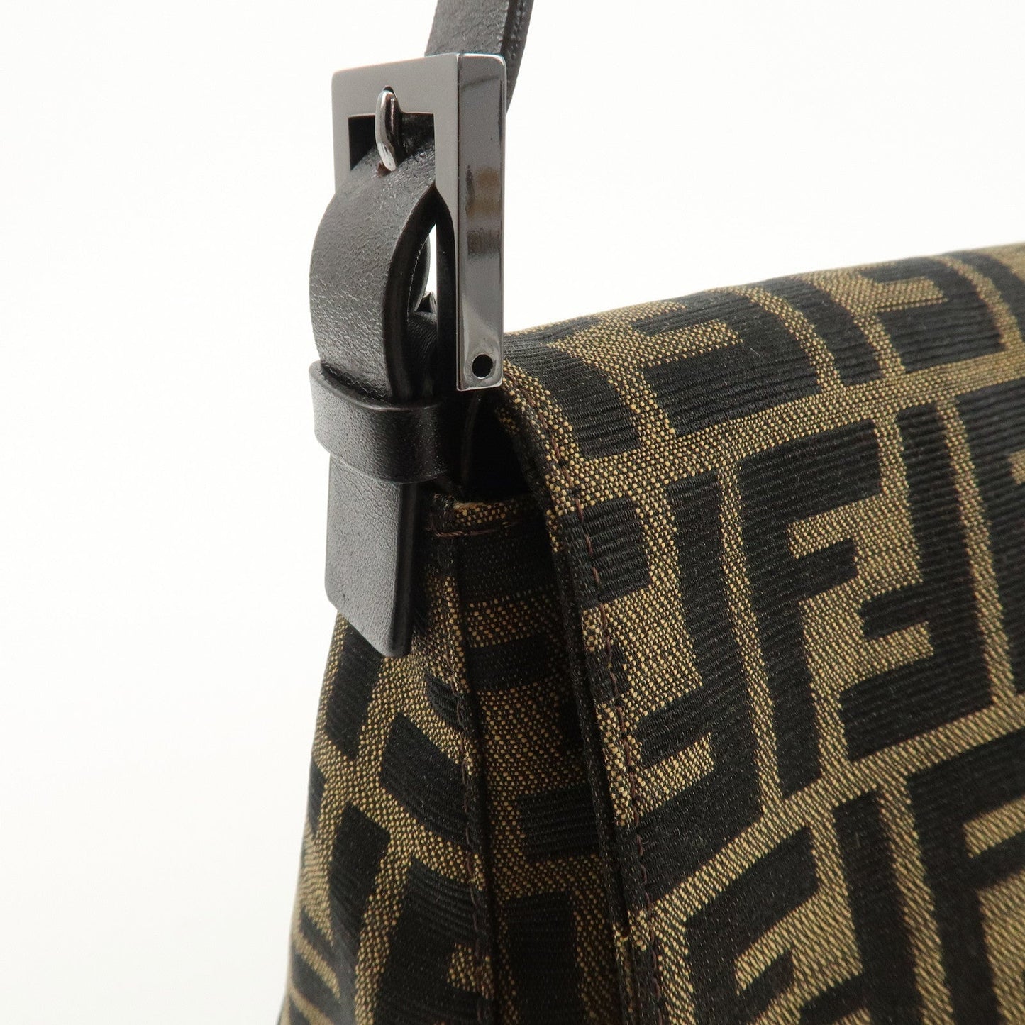 FENDI Mamma Baguette Zucca Canvas Leather Shoulder Bag 8BR001