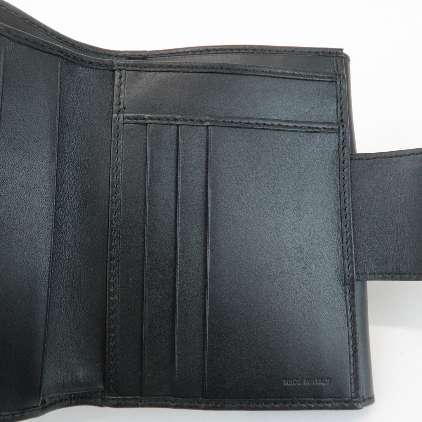 FENDI Zucchino Canvas Leather Double Hook Wallet Black 8M0035