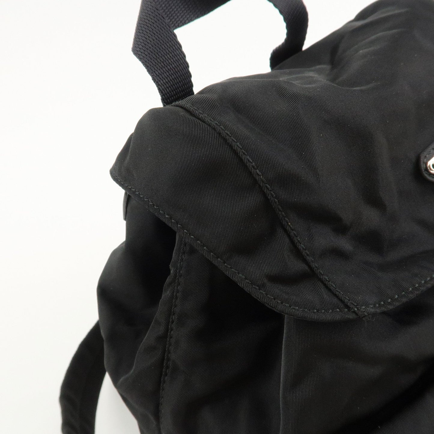 PRADA Triangle Logo Nylon Leather Back Pack Black B5885