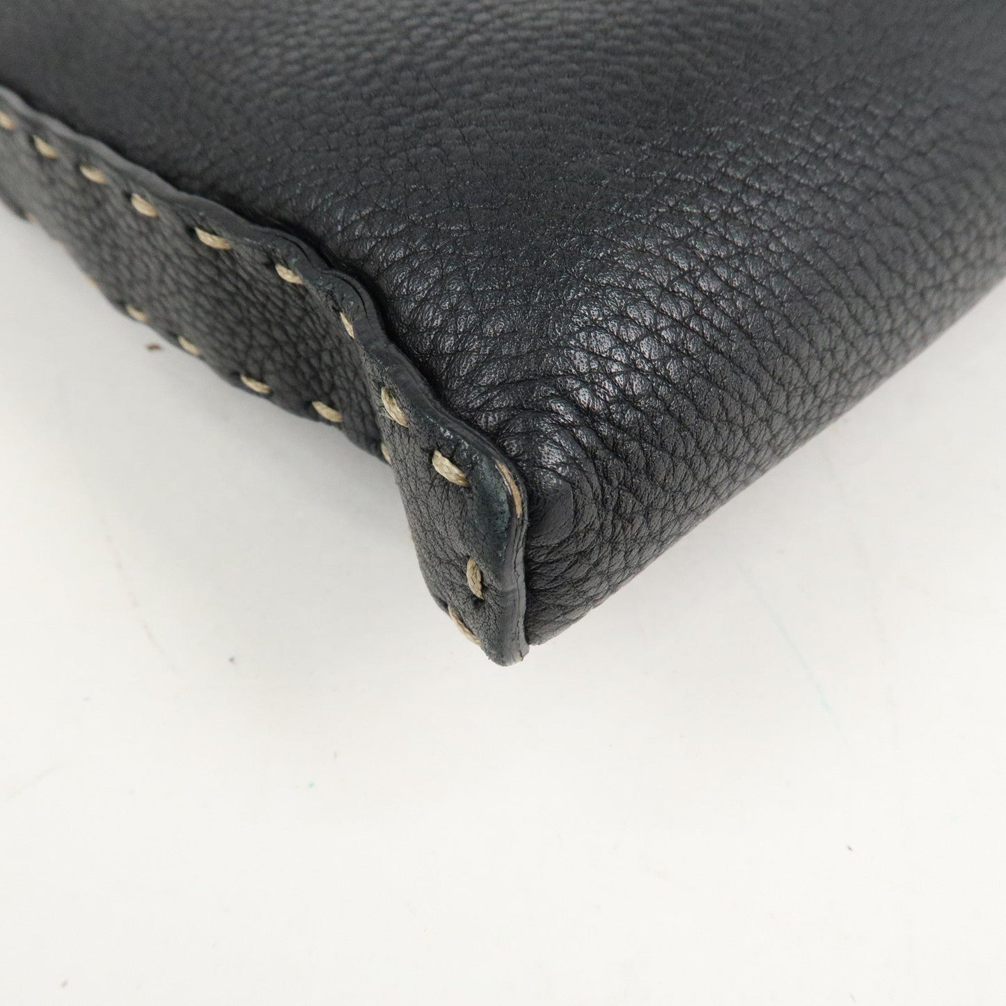 FENDI Selleria Leather Shoulder Bag Crossbody Bag Black 8BT092